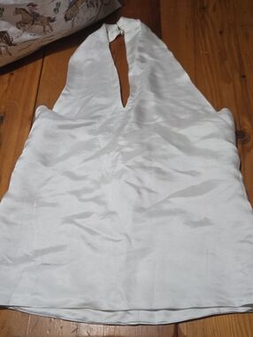 Labera White Satin Halter Neck Sz Top